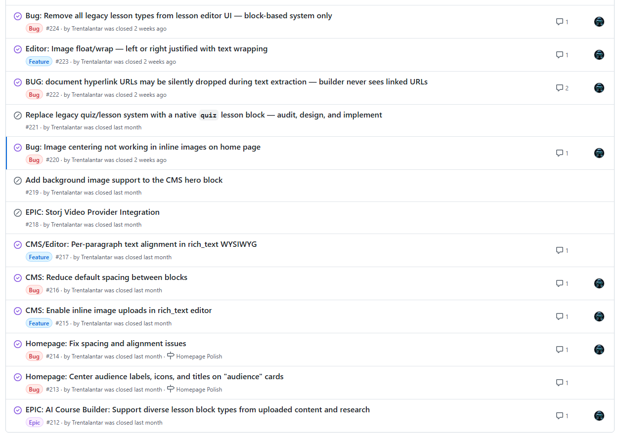 GitHub screenshot showing structured technical collaboration.